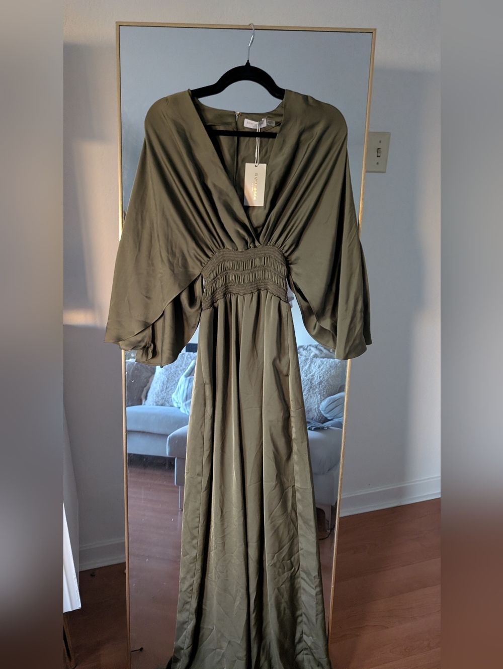 Ramy Brook Olive Wide Leg Jumpsuit with Smocked Waist